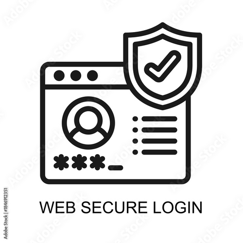 Web Secure Login icon line vector illustration