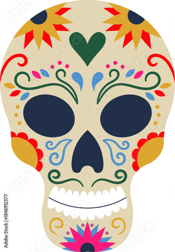 Mexican sugar skull celebrating Day of the Dead