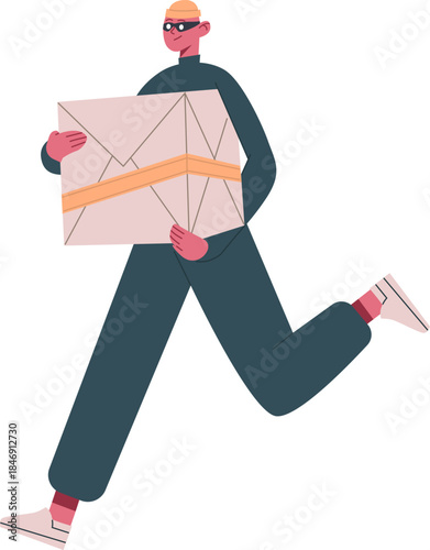 Thief running away with stolen package box