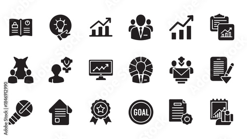 Business Goal Icons Set for Success and Achievement