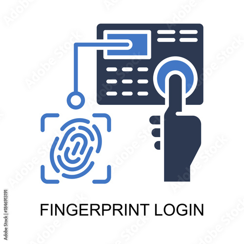 Fingerprint Login icon solid vector illustration