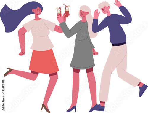 Friends celebrating party joyfully toasting drinks