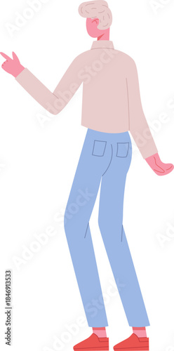 Person pointing finger left showing or indicating something