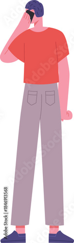 Person communicating using smartphone standing messaging