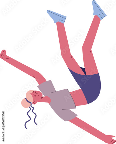 Young woman falling experiencing freedom and excitement