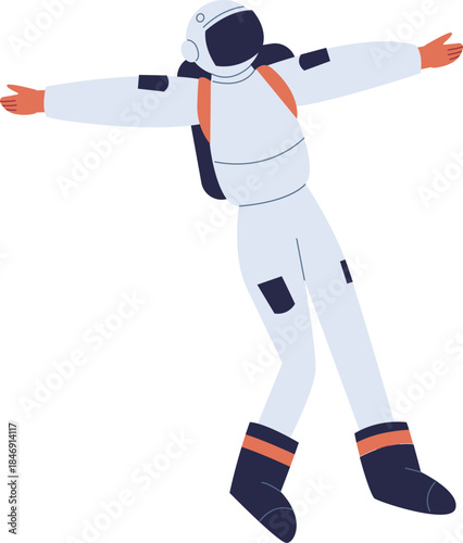 Astronaut floating in zero gravity exploring outer space