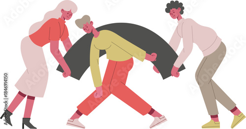 Group of people supporting and helping another person