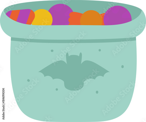 Halloween candy bucket filled with colorful sweet treats