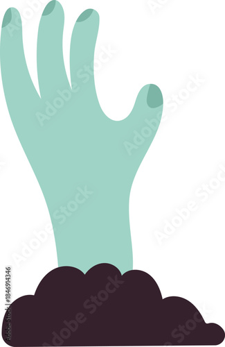 Zombie hand rising from grave for Halloween