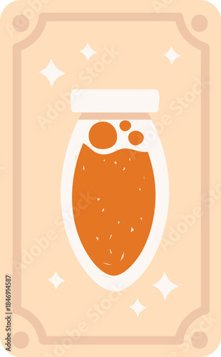 Magic potion in glass bottle with glowing liquid