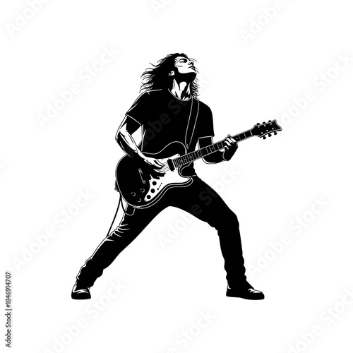 Vector illustration of a guitarist silhouette