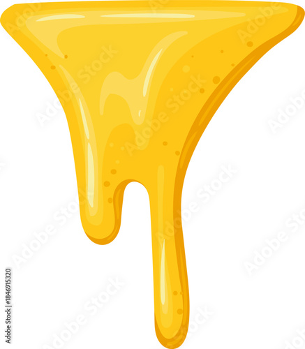Golden dripping honey fluid creating sticky sweet drop