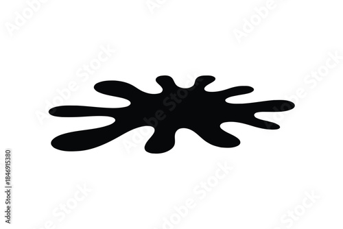 Black ink splatter on white background stain blob