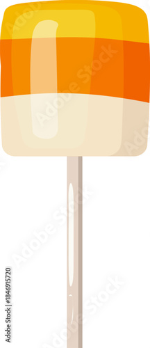 Candy corn flavored ice pop on a stick