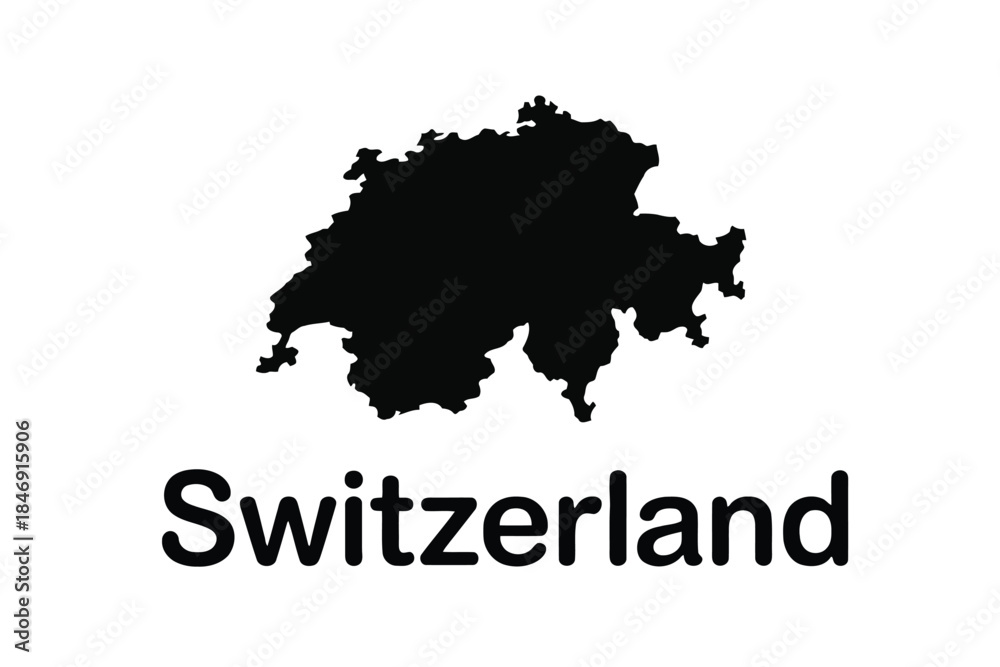 Obraz premium Black silhouette map of Switzerland country
