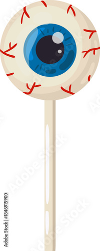 Halloween eyeball lollipop candy with blue iris and red veins
