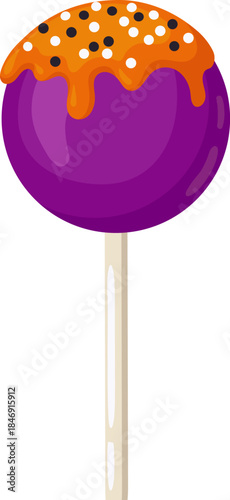 Halloween cake pop with orange icing and sprinkles