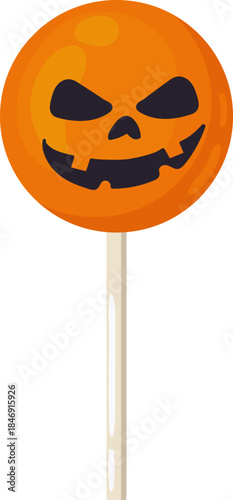 Halloween pumpkin face lollipop offering sweet treat