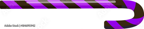 Purple and black striped candy cane on white