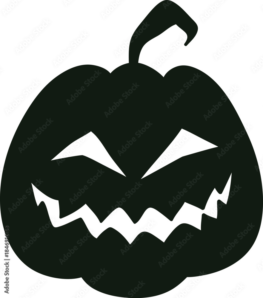 Naklejka premium Scary carved Halloween pumpkin Jack o' lantern silhouette