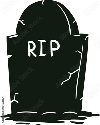 Gravestone with RIP text representing death and Halloween