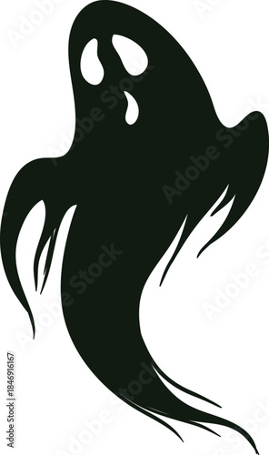 Black ghost silhouette floating for Halloween decorations