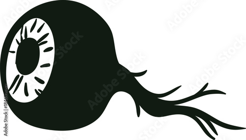 Eyeball with optic nerve silhouette vector drawing