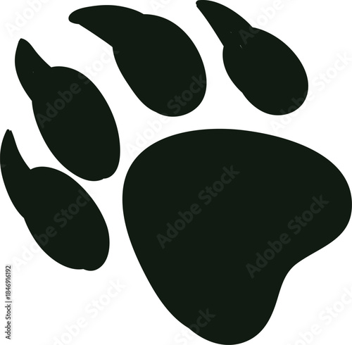 Bear paw print showing claws symbol on white