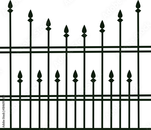 Black wrought iron fence designing security boundary