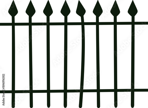 Bent iron fence bar showing imperfection and damage