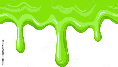 Green slime dripping gooey liquid border pattern