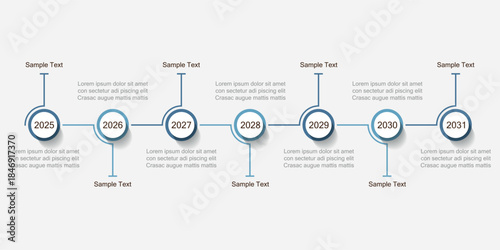 Seven-year timeline. Infographic for presentations or websites. Modern 7-step diagram.