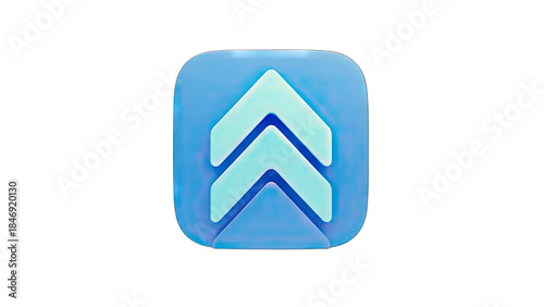 Upward Arrows Icon on Blue Background
