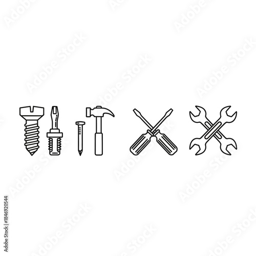 Set of basic hand tools for DIY projects and repairs
