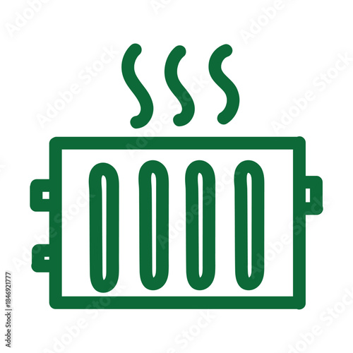 Green Radiator or Home Heater Icon for Interior Warmth