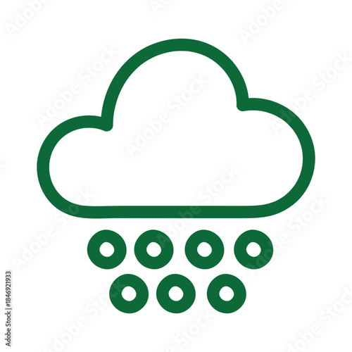 Green Cloud and Snow/Rainfall Icon, Winter Weather Forecast Symbol