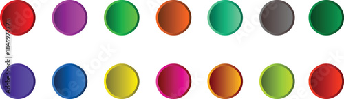 Colorful Circular Color Palette Web Buttons Isolated on White 