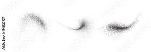 Noise grain spray brush wave shape with dot pattern abstract sand. Gradient texture and fluid effect by halftone paint create grunge vibe. Ideal for retro, minimalist or modern projects by designers.