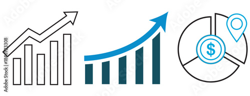 Visual representation of growth financial analysis and location based economic indicators