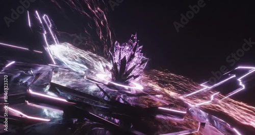 Abstract Neon Crystal Energy Flow.