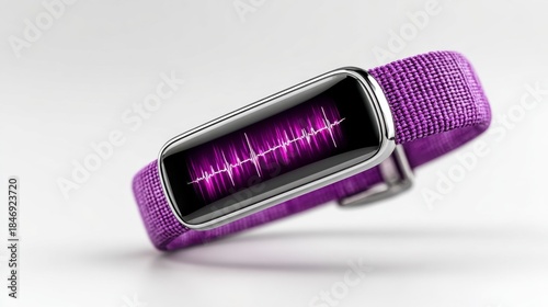 Sleek wrist-worn device displays vibrant, pulsing heart rhythm graphic