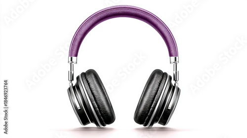 Stylish over-ear headphones with purple headband and black earcups
