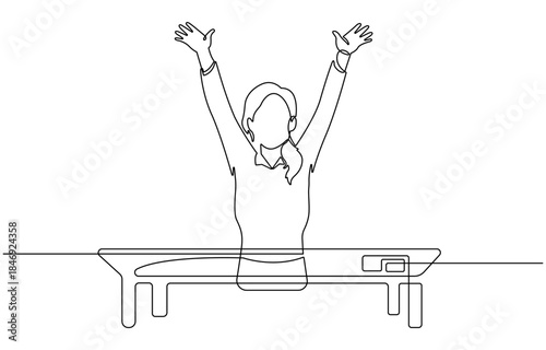 Confident business woman showing something or presenting animation.