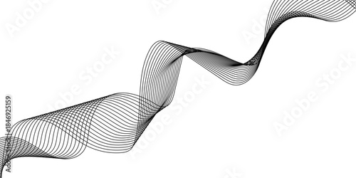 Abstract background with business and technology wave line. Thin line wavy abstract vector background. Curve wave seamless pattern. Grey wave swirl, frequency sound wave,wisted curve lines with blend