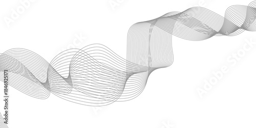 Abstract background with business and technology wave line. Thin line wavy abstract vector background. Curve wave seamless pattern. Grey wave swirl, frequency sound wave,wisted curve lines with blend.