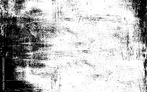 Distress or dirt and damage effect concept. Black and white grunge urban texture vector with copy space. Vector illustration.