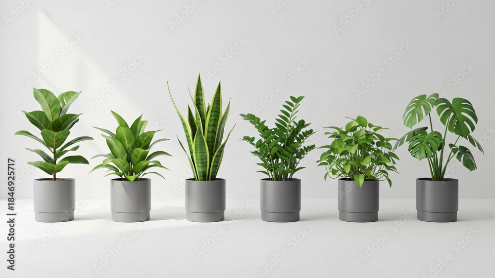 Fototapeta premium Modern Indoor Plant Collection for Interior Design Mockups