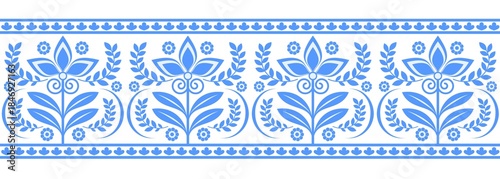 Fotografi Seamless floral pattern in blue on a white background