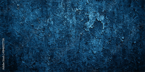 A vintage blue grunge background features an aged turquoise texture with a rough, weathered surface design on a blank canvas material