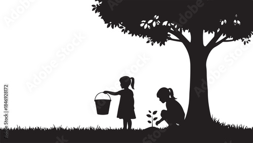 Children Playing Under Tree